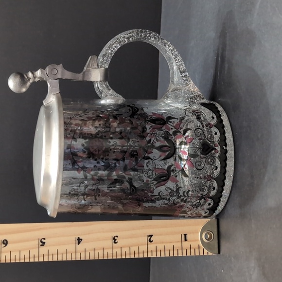 VGT,German Rein Zinn Glass Beer Stein With a Pewter Hinged Lid. - Picture 9 of 9